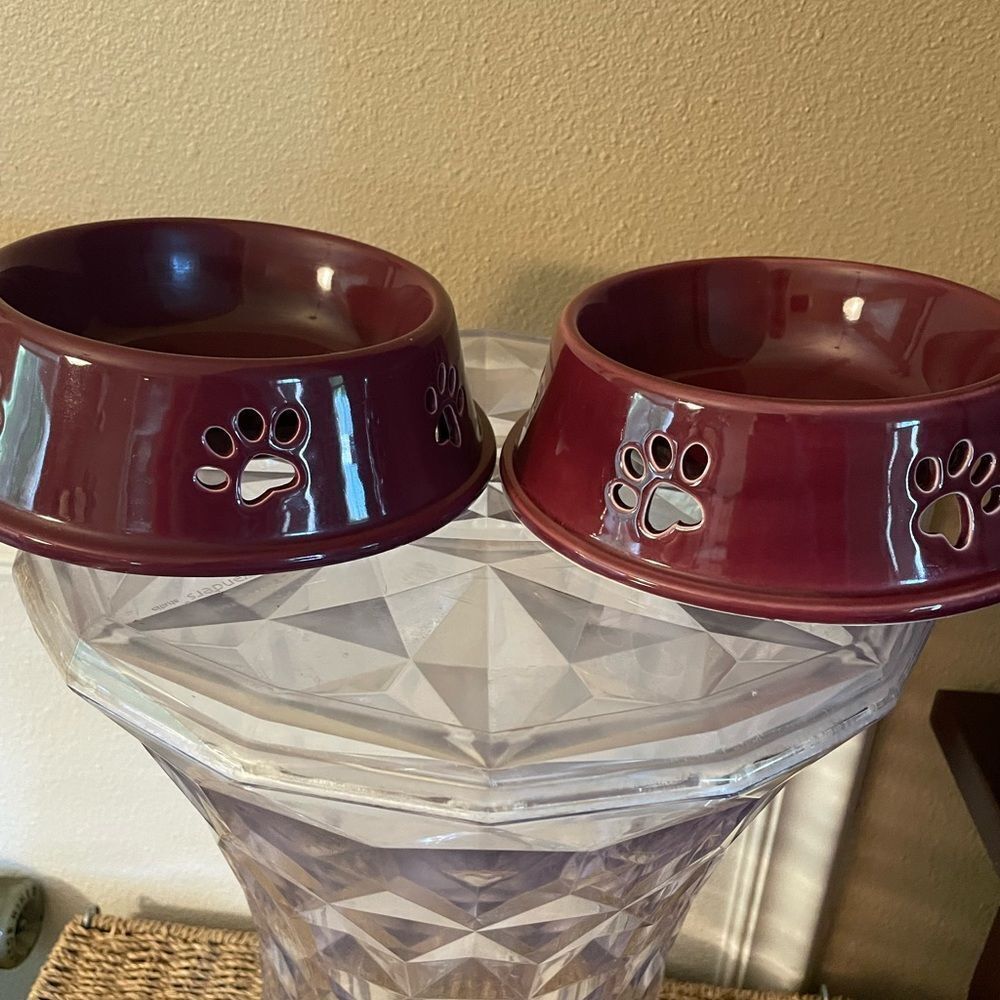 Top Paw Purple Plum Stoneware Dog Bowls